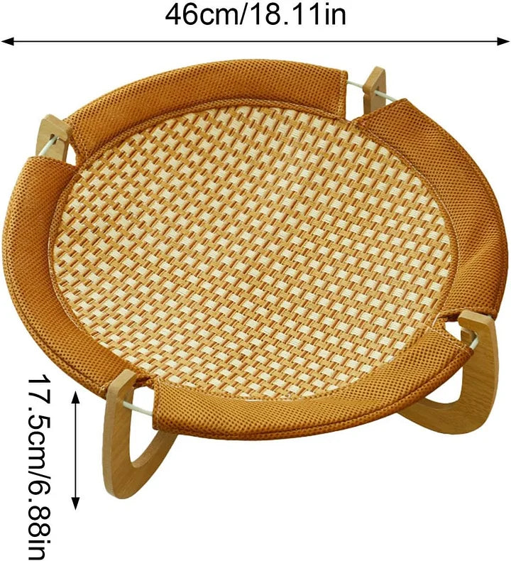 Cat Beds, Wooden Base Cat Bed, Rattan Cat Bed