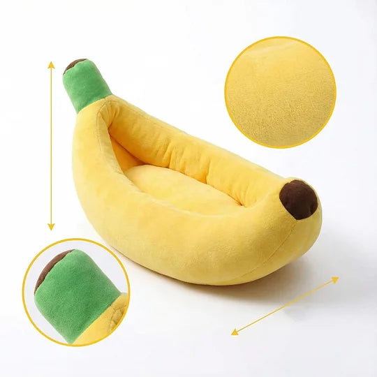 Banana-Shaped Dog Bed | Cozy Velvet Pet Nest for Cats & Puppies – Cute & Washable