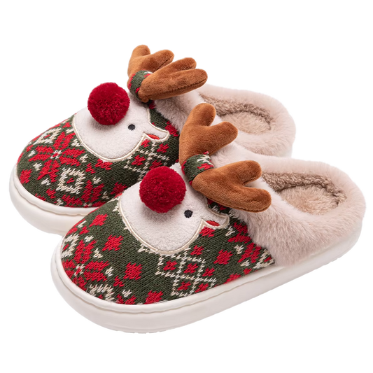 Cute Plush Reindeer Slippers
