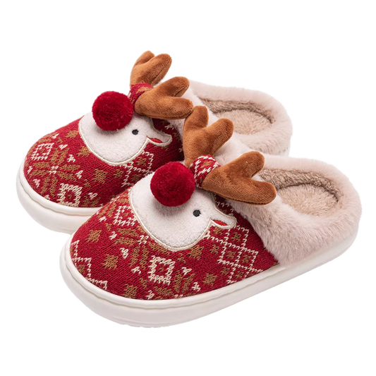 Cute Plush Reindeer Slippers