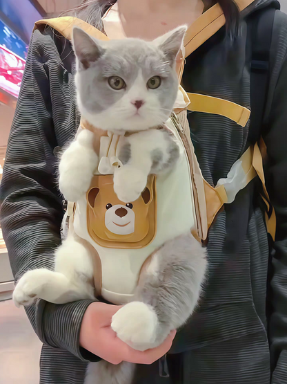 Front Chest Cat Backpack Carrier – Hands-Free Pet Travel Bag for Cats