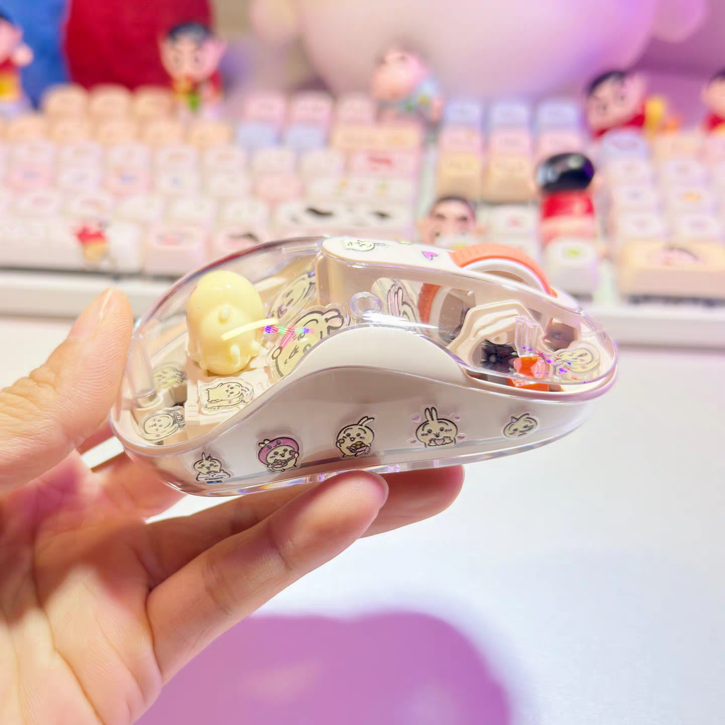 Cute Transparent Wireless Mouse – Quiet & Light-Up Design