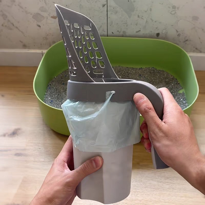 2-in-1 Cat Litter Scoop with Built-In Trash Bin - Mess-Free Cleaning