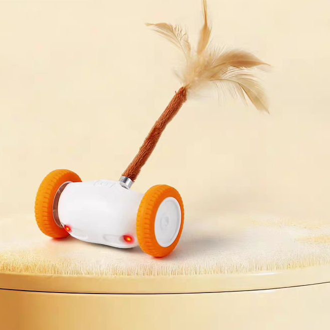 Automatic Interactive Cat Toy with Feather and Red LED Lights