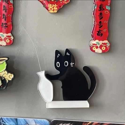 Magnetic Cat Whisker Holder & Hair Keepsake | Cute Cat Bottle Push Figurine 2 PCs