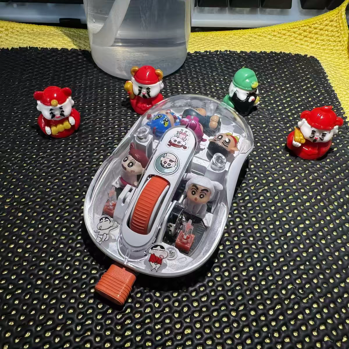 Cute Transparent Wireless Bluetooth Mouse with Mini Cartoon Figures