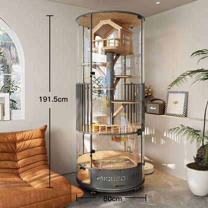 Luxury Glass Cat Villa | 360° Cat House for Modern Homes with free shipping