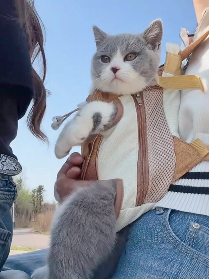 Front Chest Cat Backpack Carrier – Hands-Free Pet Travel Bag for Cats