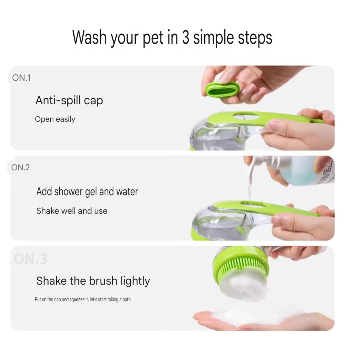 Dispensing Pet Bath Brush - Massage & Clean with Ease