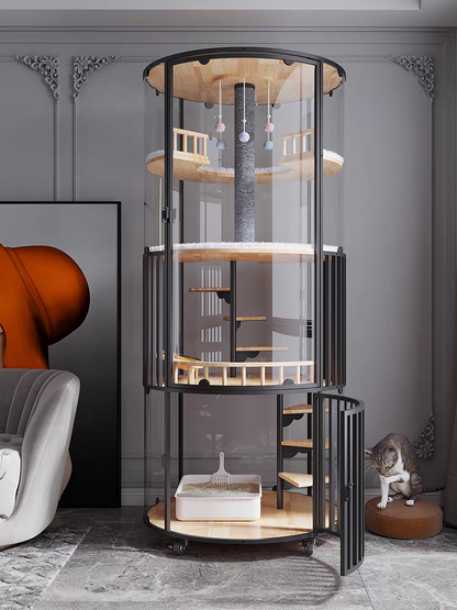 Luxury Glass Cat Villa | 360° Cat House for Modern Homes with free shipping