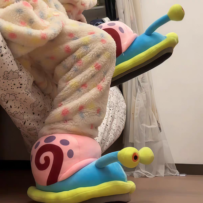 Cute Snail Plush Slippers – Cozy Non-Slip House Shoes