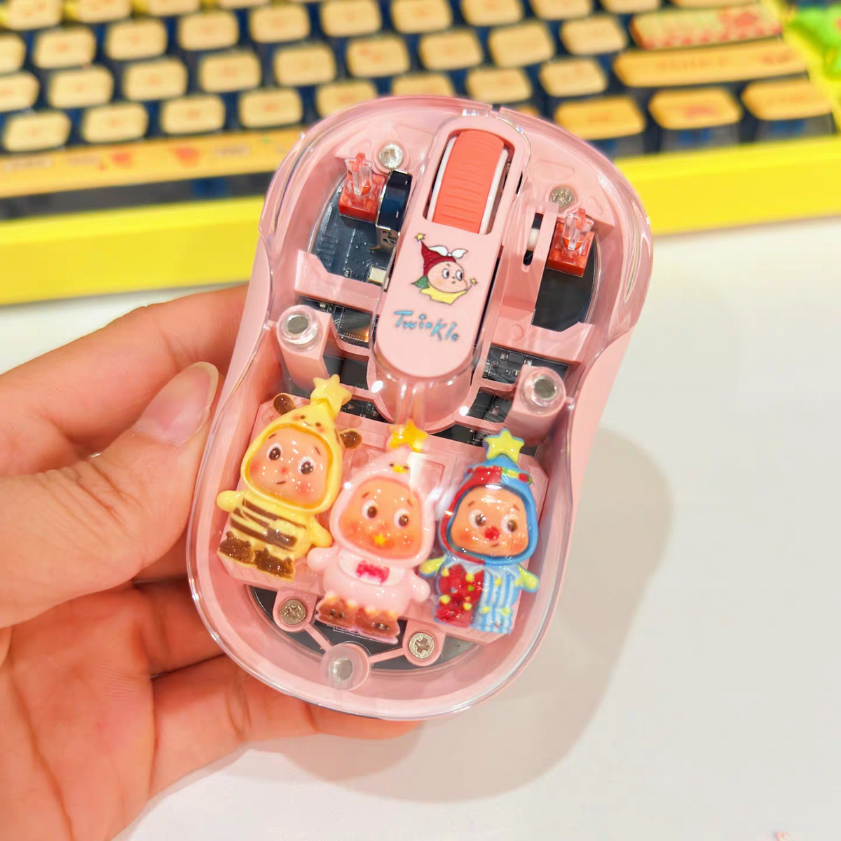 DIY Cute Star Characters Transparent Wireless Mouse,