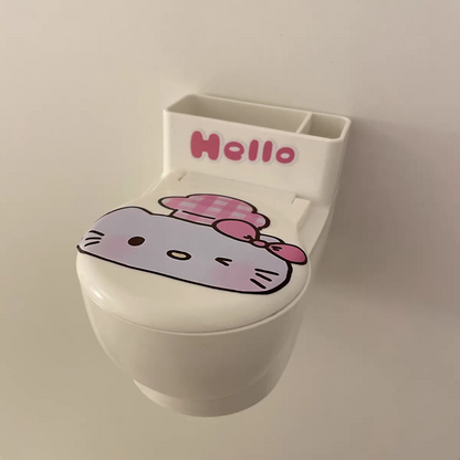 Novelty Toilet Cat Bowl - Wall-Mounted Funny Cat Food & Water Dish