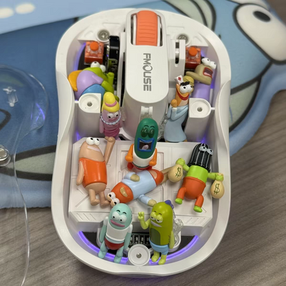 Clear Wireless Mouse with Mini Cartoon Toys
