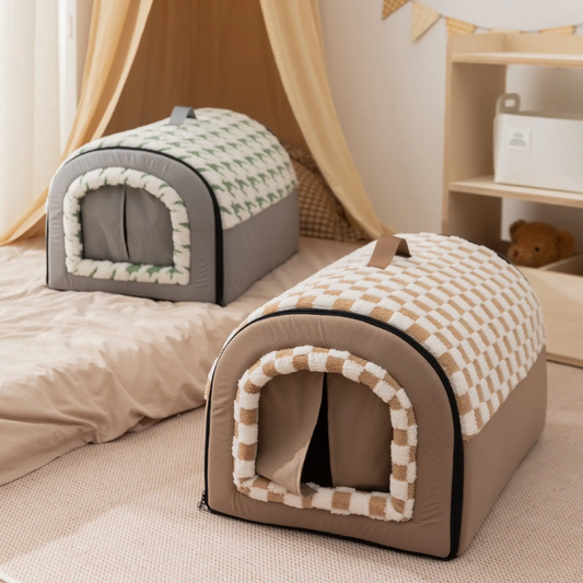 Winter warm Cat dog Cozy bed Cave house