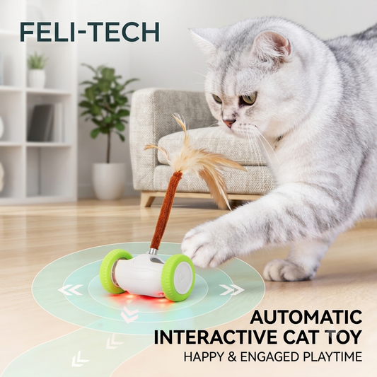 Automatic Interactive Cat Toy with Feather and Red LED Lights