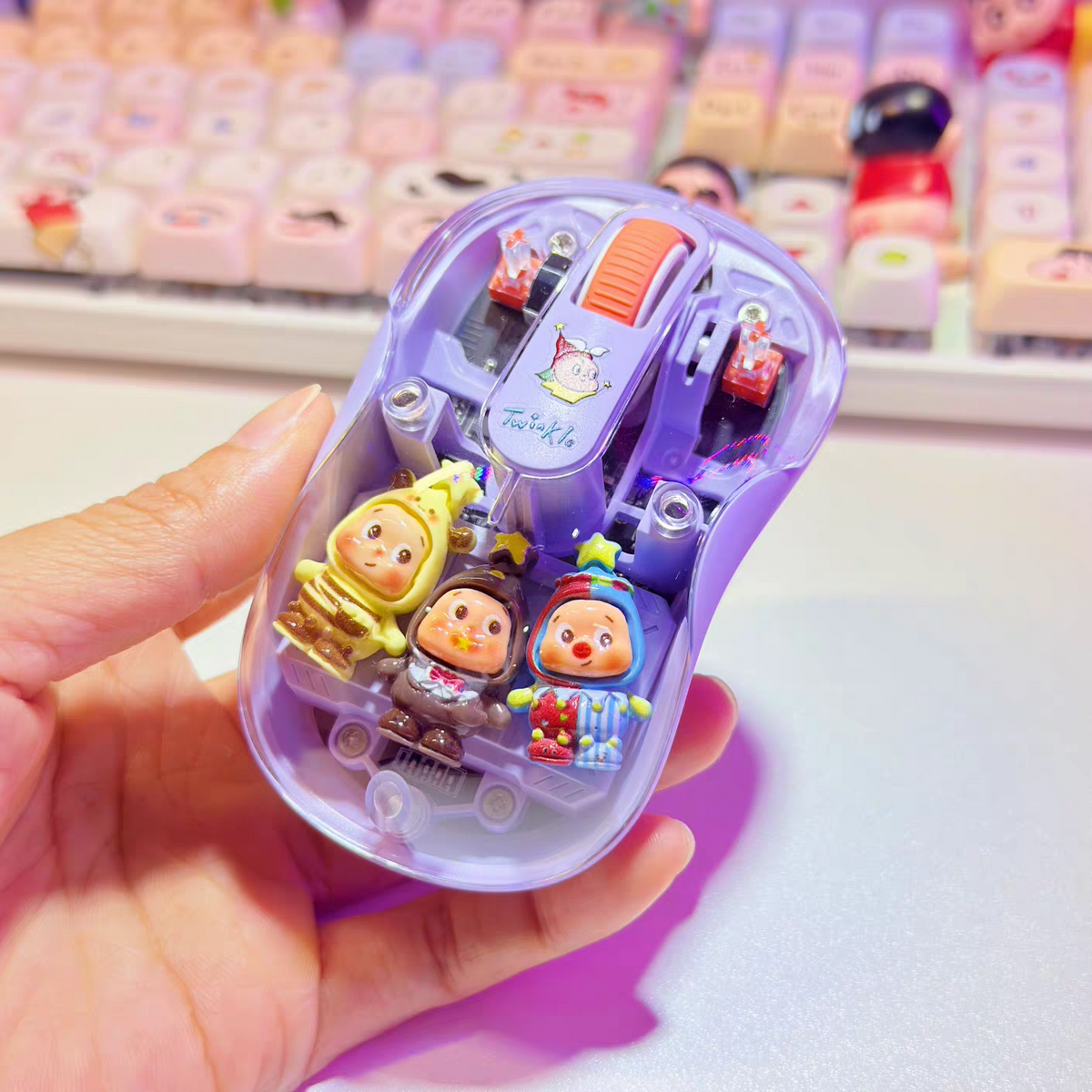 DIY Cute Star Characters Transparent Wireless Mouse,