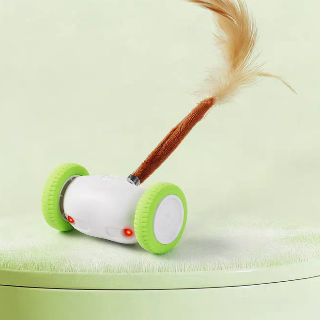 Automatic Interactive Cat Toy with Feather and Red LED Lights