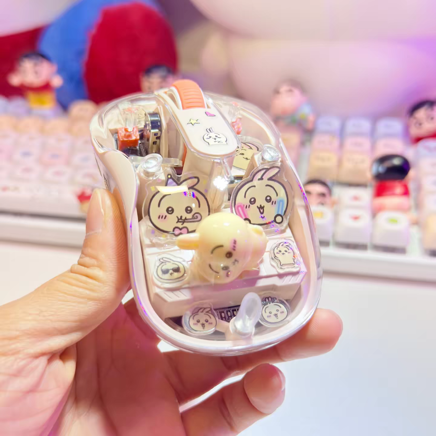 Cute Transparent Wireless Mouse – Quiet & Light-Up Design