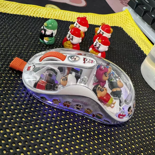 Cute Transparent Wireless Bluetooth Mouse with Mini Cartoon Figures