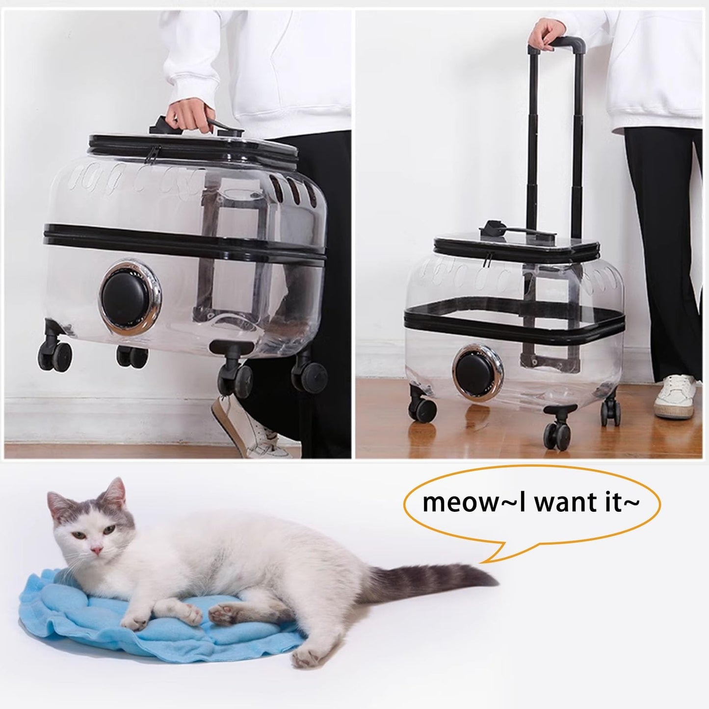 CutierStore® Transparent Pet Travel Trolley