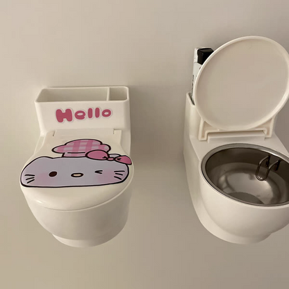 Novelty Toilet Cat Bowl - Wall-Mounted Funny Cat Food & Water Dish