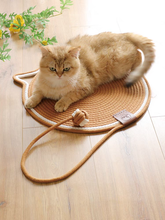 Ball integrated cat scratching mat