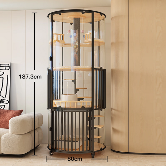 Luxury Cat Tree Tower Capsule House – Multi-Level Cat Condo with Transparent Design (80x187.3 cm)