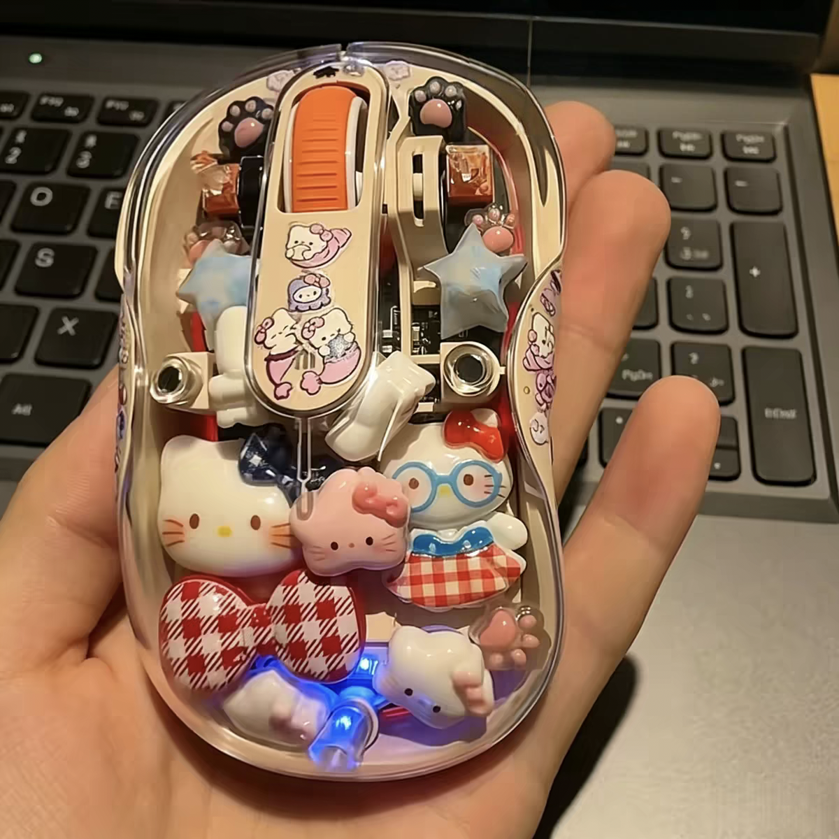 Cute 3D Transparent Wireless Mouse & DIY Charm Kit