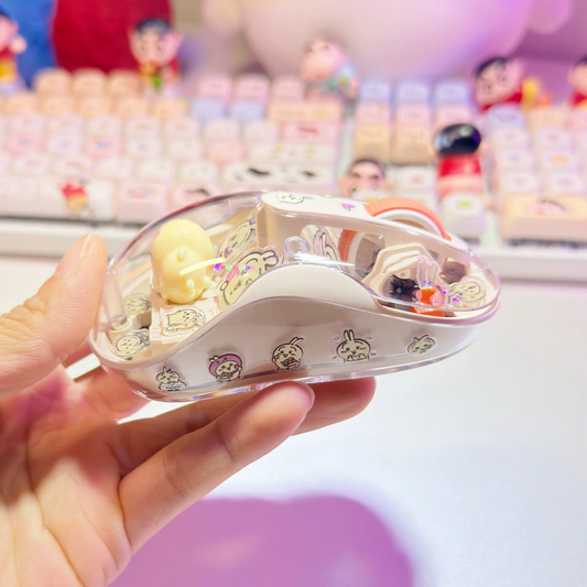 Cute Transparent Wireless Mouse – Quiet & Light-Up Design