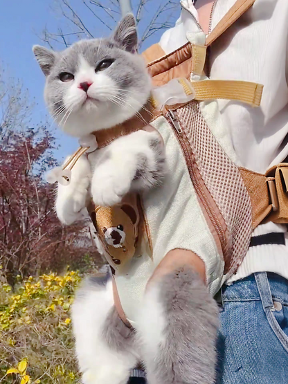 Front Chest Cat Backpack Carrier – Hands-Free Pet Travel Bag for Cats