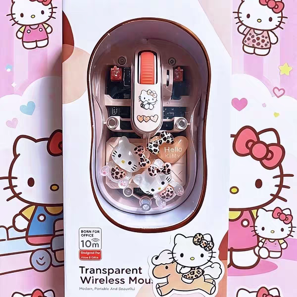 Cute Kitty cartoon Transparent Wireless Mouse