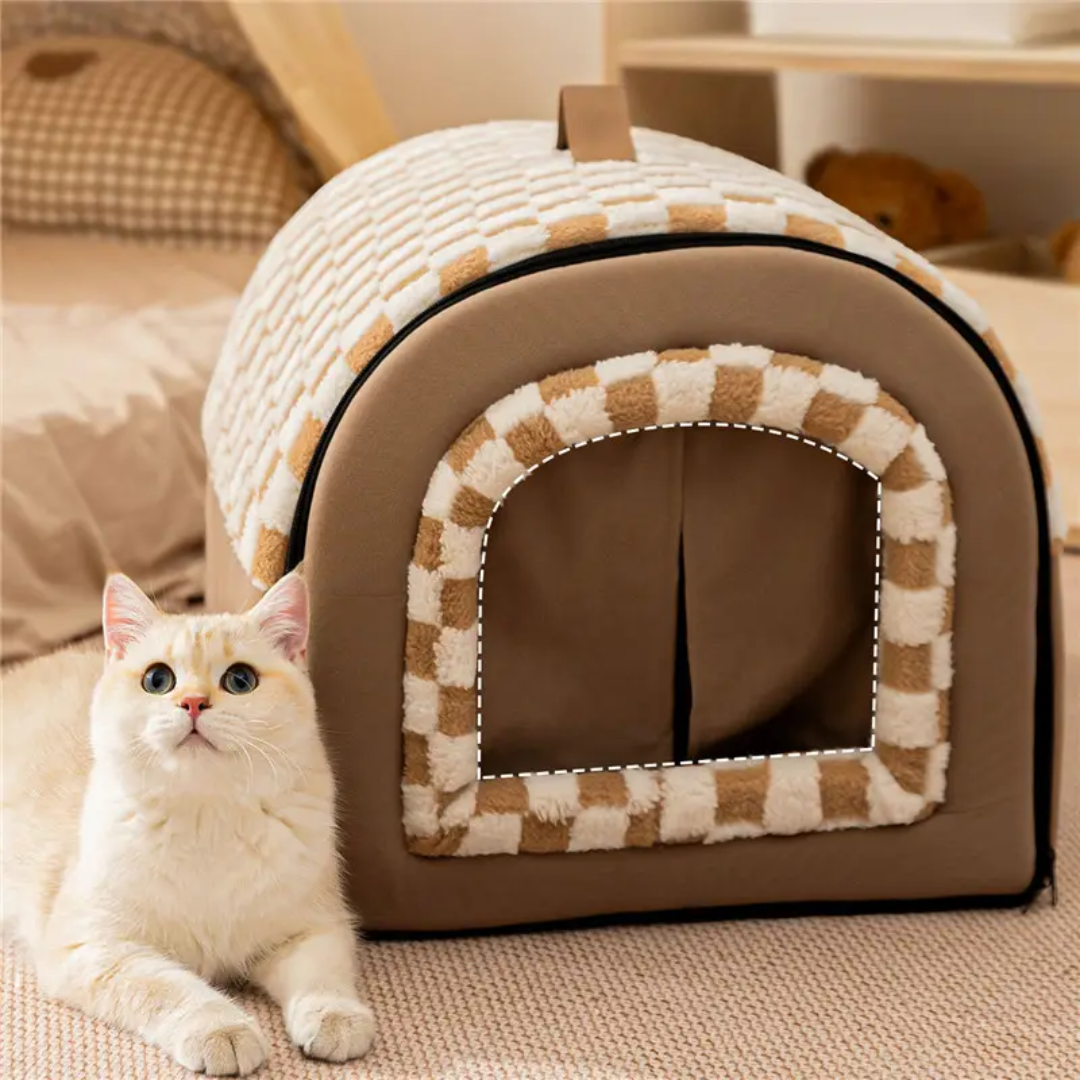 Winter warm Cat dog Cozy bed Cave house