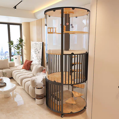 Luxury Glass Cat Villa | 360° Cat House for Modern Homes with free shipping