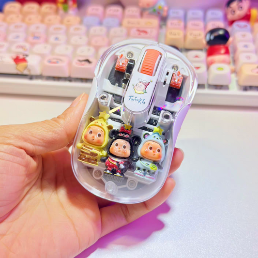 DIY Cute Star Characters Transparent Wireless Mouse,