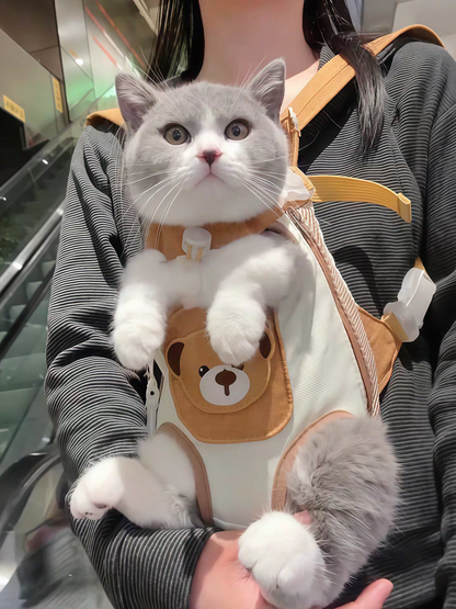 Front Chest Cat Backpack Carrier – Hands-Free Pet Travel Bag for Cats