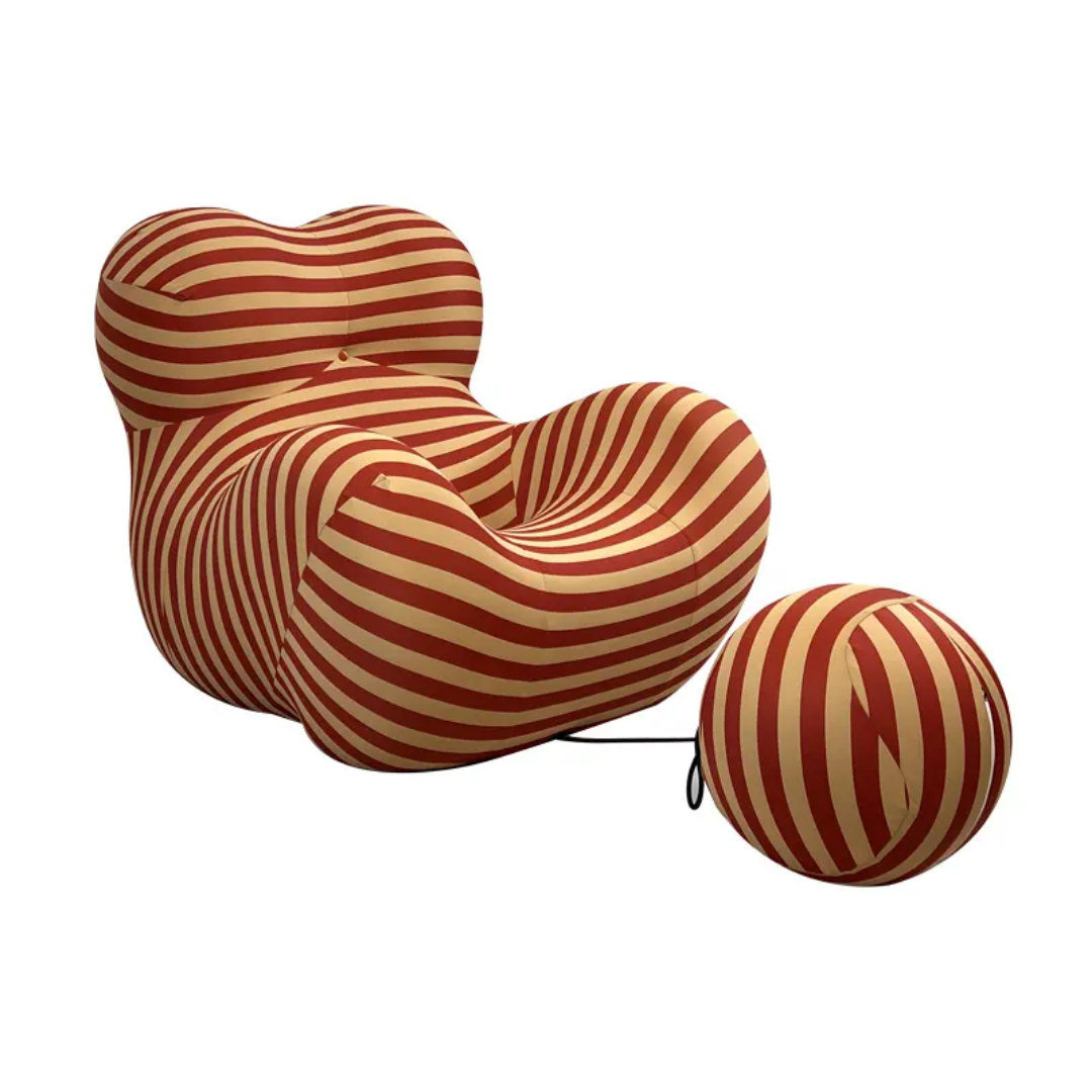 Luxury Modern Statement Lounge Chair & Ottoman – Bold Striped Design for Iconic Interiors