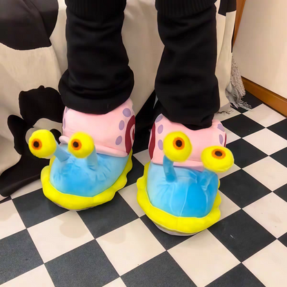 Cute Snail Plush Slippers – Cozy Non-Slip House Shoes