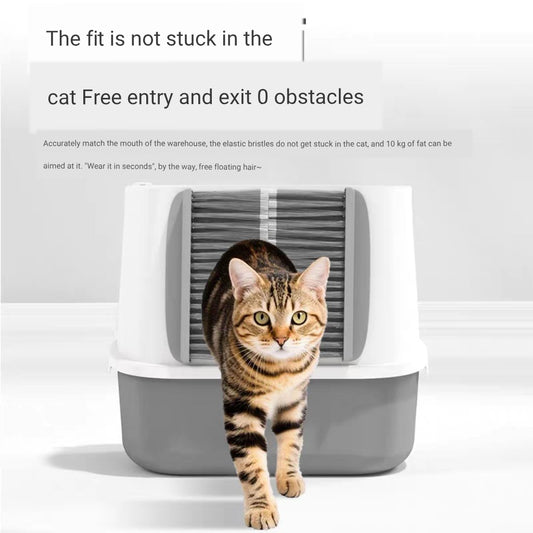 Cat Self Grooming Brush – Door-Mounted Pet Fur Remover for Litter Box & Doorways