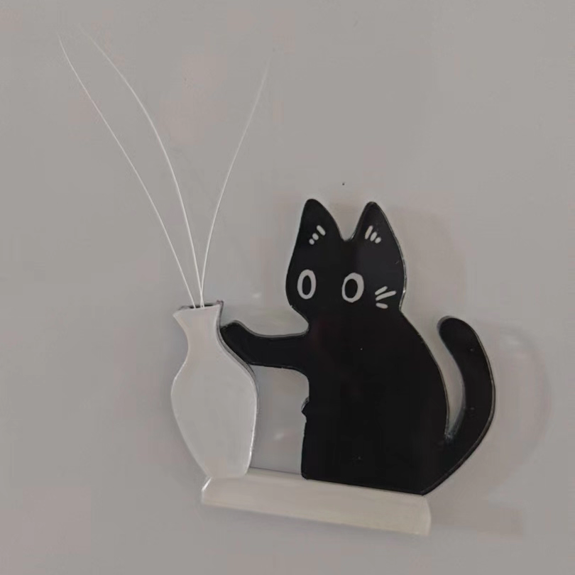 Magnetic Cat Whisker Holder & Hair Keepsake | Cute Cat Bottle Push Figurine 2 PCs